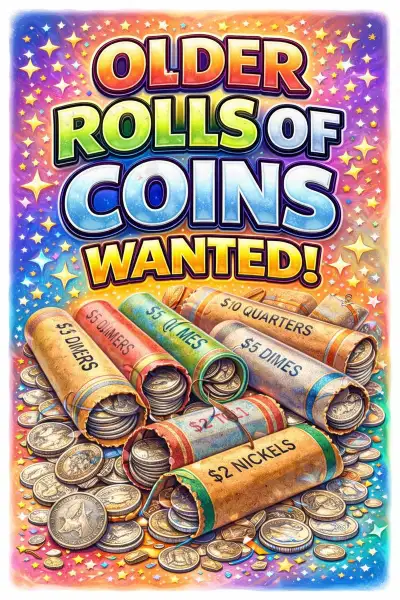 Will buy your old rolls of coins Quarters Dimes Nickels Pennies Half dollars Also silver dollars Ple...