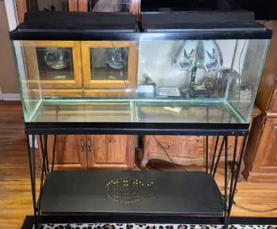 Selling a 55 gal fish tank with stand and light. No leaks, just got a bigger tank. $120 obo