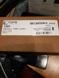 Tops Weekly Time Cards Quantity 500
Brand New Sealed Box