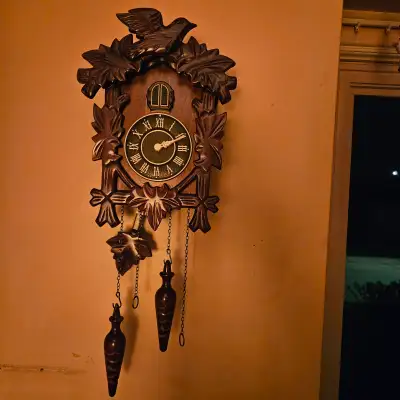 Solid dark wood real koo - koo clock ., View more