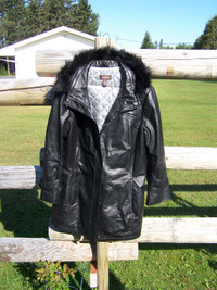 Beautiful Black Leather Danier Woman's Winter Coat
