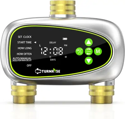 2 Zone Sprinkler Timer with Brass Inlet and Outlet, View more