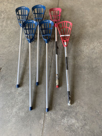 6 plastic lacrosse sticks