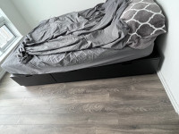 Black Ikea Queen Bed with Mattress