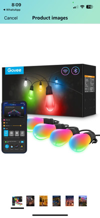 Govee Smart Outdoor String Lights, RGBIC Warm White 96ft (2 Rope