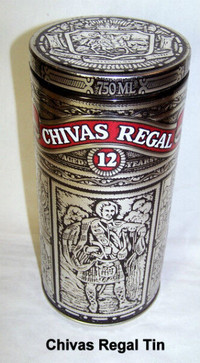 Chivas Regal 12, empty tin for 12 year old Scoth whiskey