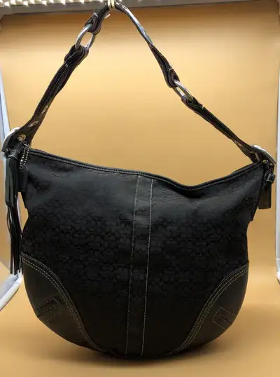 Coach Hobo Signature Shoulder Bag Black Jacquard/Leather 2158, View more