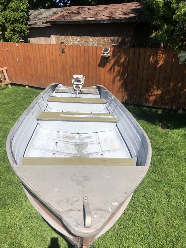 14 FT Aluminum Boat with Motor and Trailer Powerboats & Motorboats