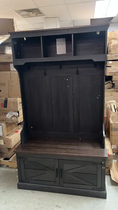 3-in-1 Hall Tree with Bench, Coat Rack with Shoe Storage, Distre, View more