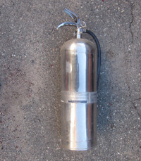 $50 Vintage Flag brand chrome water fire extinguisher with hose