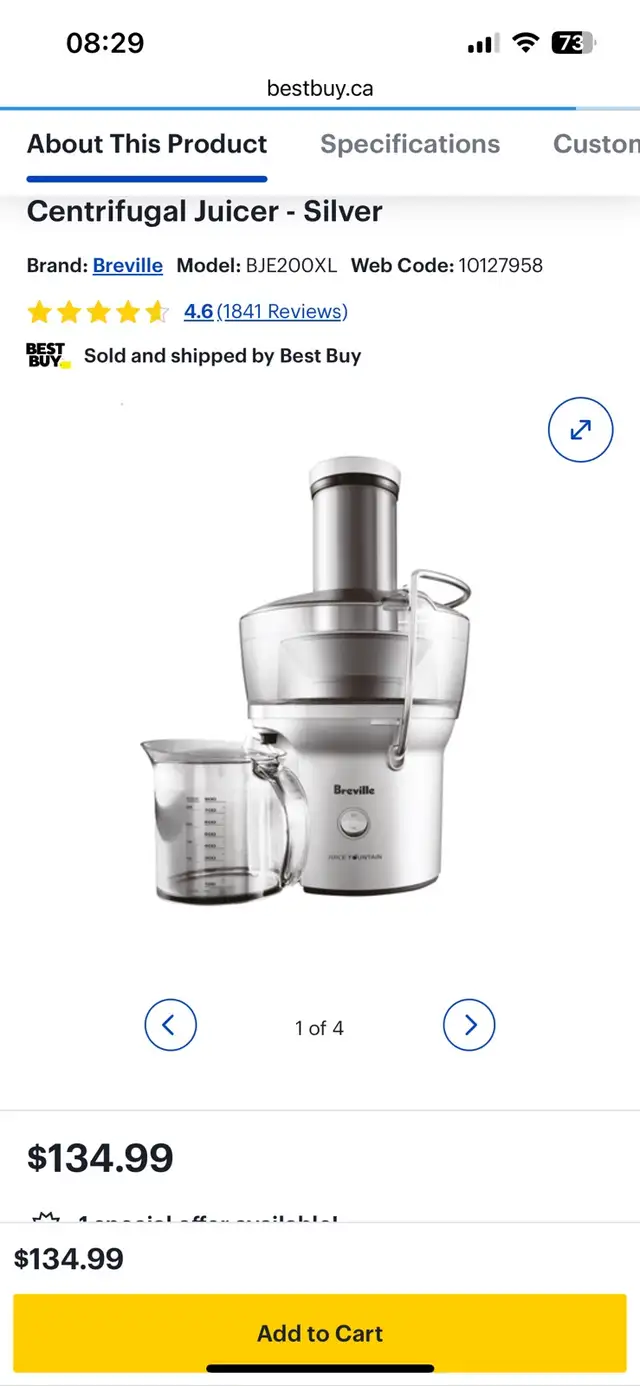 NEW Breville Juice Fountain Compact Centrifugal Juicer - Silver in Processors, Blenders & Juicers in Mississauga / Peel Region - Image 3