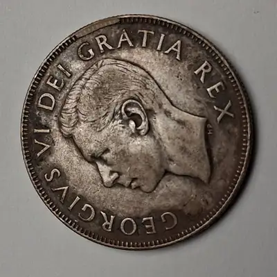 Canadian 50 cents coin 1949 du George VI, frappée au Royal Canad, View more