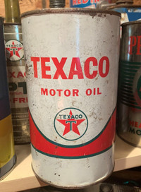 VINTAGE 1960's TEXACO MOTOR OIL IMPERIAL QUART CAN