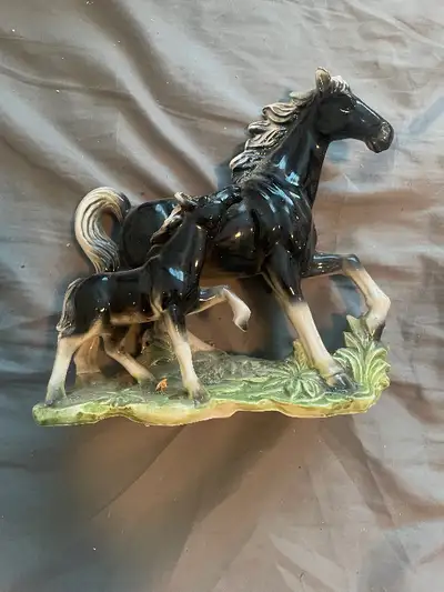 Mommy horse with baby horse porcelain There is a tiny chip on one of the ears 1970’s I don’t know th...