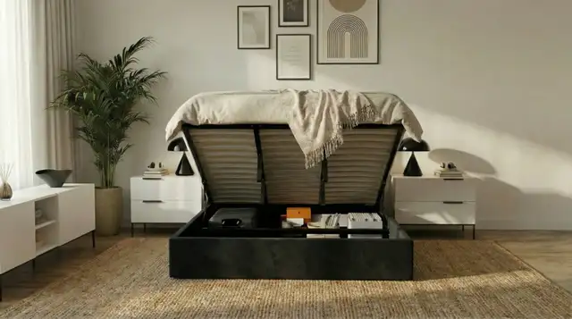 MAJOR SALE: Brand New Hydraulic Lift Up Storage Bed in Just $399 in Beds & Mattresses in Vancouver - Image 3