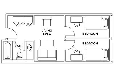 1 bedroom available in a 2 bedroom 1 bathroom unit
