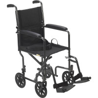 New+Used- Drive Medical Steel Transport Chair, Fixed Full Arms.