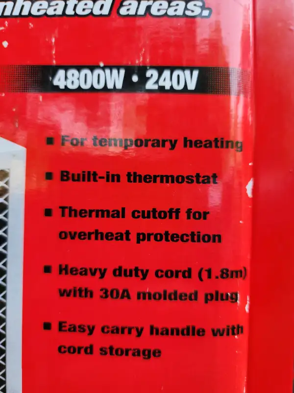 Vista Contractors Choice Portable Fan Heater 4800W 240V In Box in General Electronics in Windsor Region - Image 11