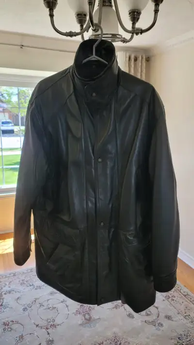 Men's Black Pure Leather Jacket (soft & supple leather) Classic black/tan colour. Features multiple...