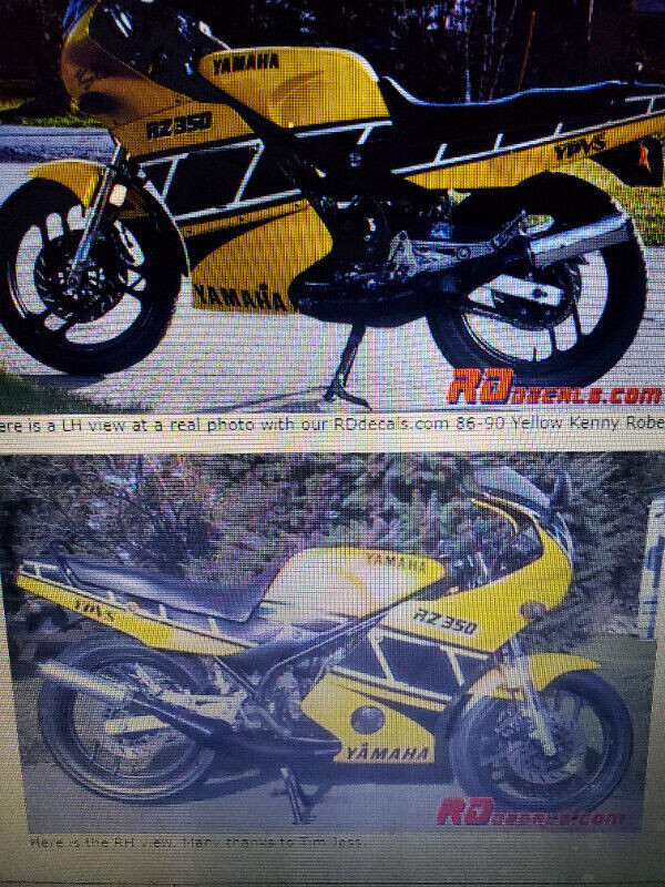 Yamaha RZ350 Kenny Roberts Yellow Replica Restoration Graphics for sale  