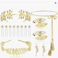 14 Pcs Greek Goddess Costume Accessories golden Set