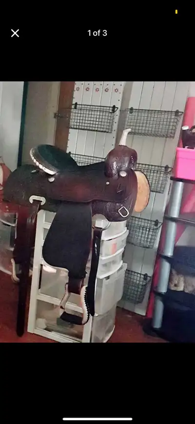 Brand new saddle, I’ll have to confirm what brand it is. 16” seat 7.5” gullet full qh bars just does...