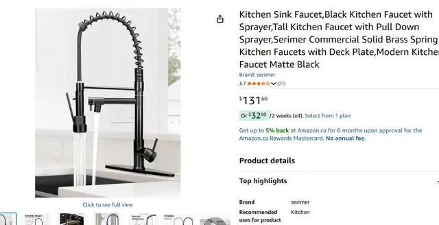 NEW- Modern Matte Black  Dual Faucet, Kitchen Faucet in Kitchen & Dining Wares in Calgary - Image 8