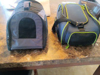 Two soft or folded up pet carriers