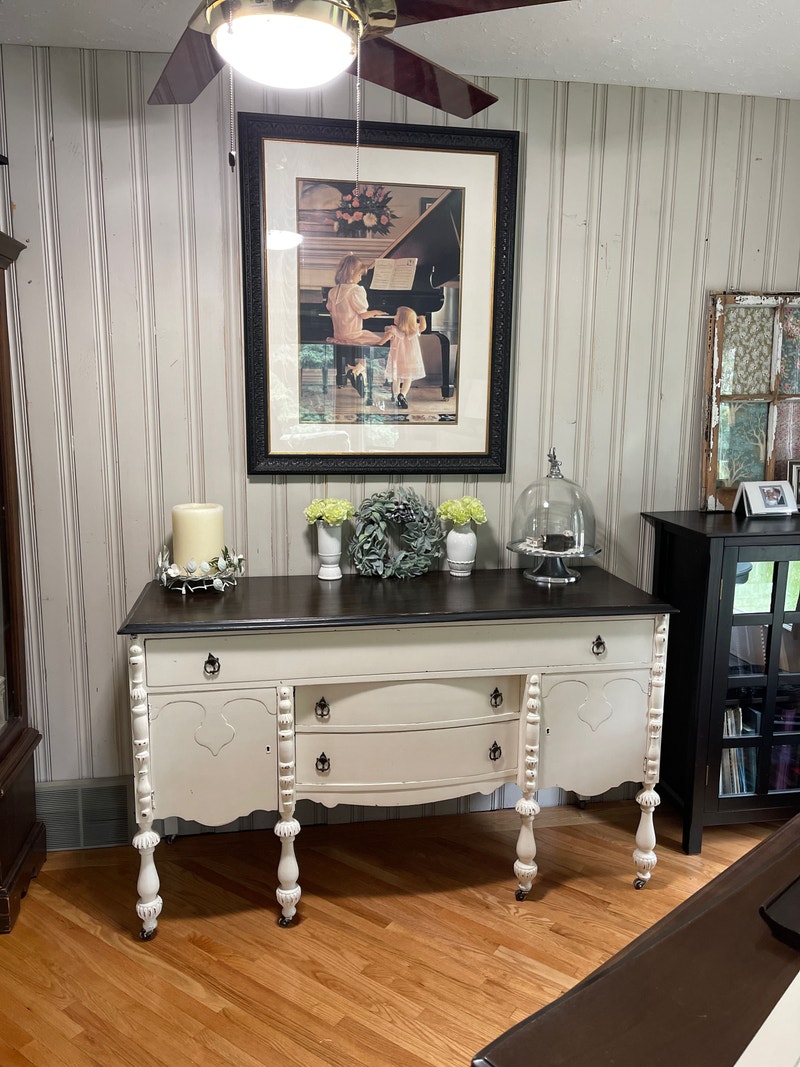 5’ long 22” deep. Sideboard on wheels Hutches & Display