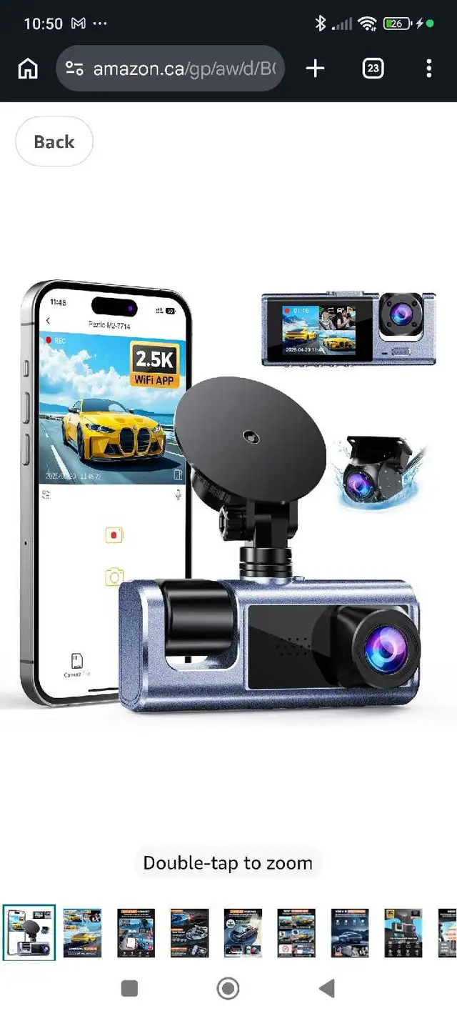 3 Channel Dash Cam Front and Rear Inside Glacier Silver