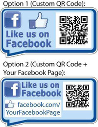 6”x3” Like Us On Facebook Custom QR CODE Vinyl Sticker / Decal