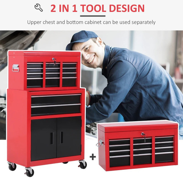 Rolling Tool Chest with Wheels and Drawers, 6-Drawer Tool Storag in Tool Storage & Benches in Markham / York Region - Image 3
