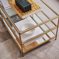 West Elm Antique Brass Glass Coffee Table