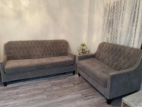 Grey tufted sofa set (3 piece) 