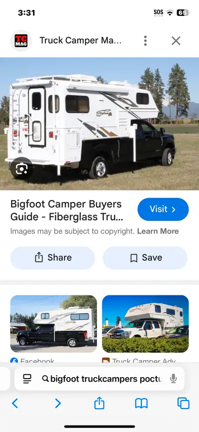Wanted Bigfoot or Northern lite fibreglass truck camper for an 8’ box . Please contact with what you...