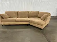 Beautiful suede sectional with pullout bed ! I can deliver 