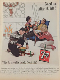 Vintage 1963 7up Need an After Ski Lift! Original Magazine Ad