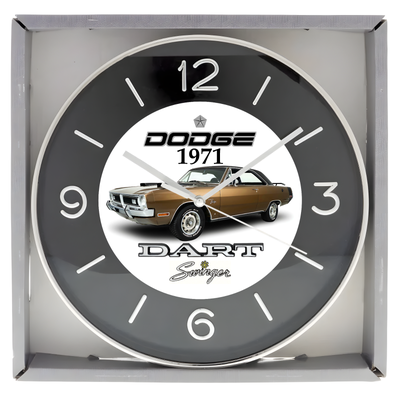 Brand new boxed wall clock approximately 10 inches in diameter featuring Custom designed artwork. Cl...