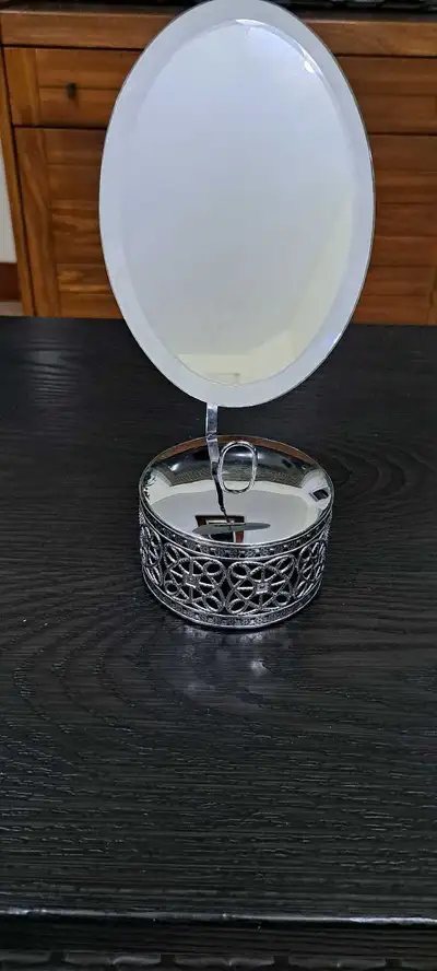 Beveled mirror with jewelry box