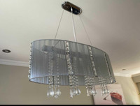 Beautiful silver treads, metal and crystals Chandelier 