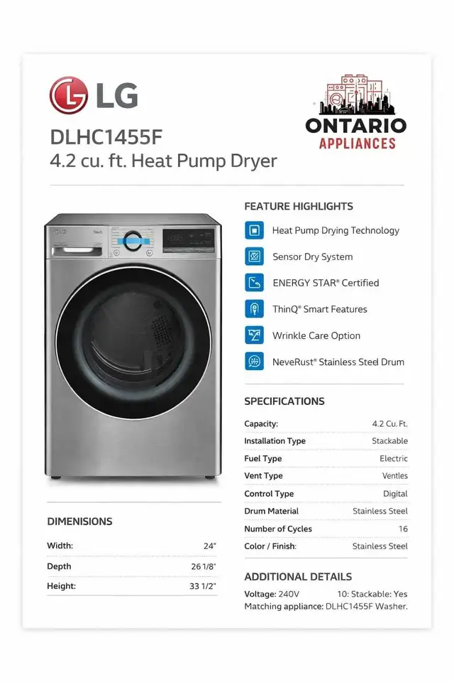 ✨LG Ventless 24" Dryer 1YEAR WARRANTY  in Washers & Dryers in City of Toronto - Image 5