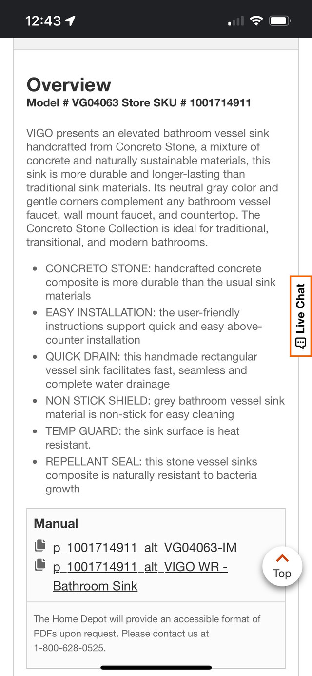 Concretostone 18” Vessel Sink BNIB in Plumbing, Sinks, Toilets & Showers in Hamilton - Image 3