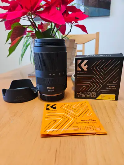 Canon RF 24-240mm f/4-6.3 IS USM Lens; Lens Hood; UV Filter, View more