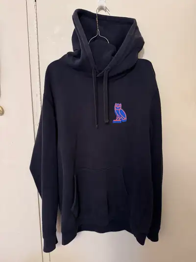 OVO Arch Logo Owl Hoodie - Navy Blue / Orange (Large), View more