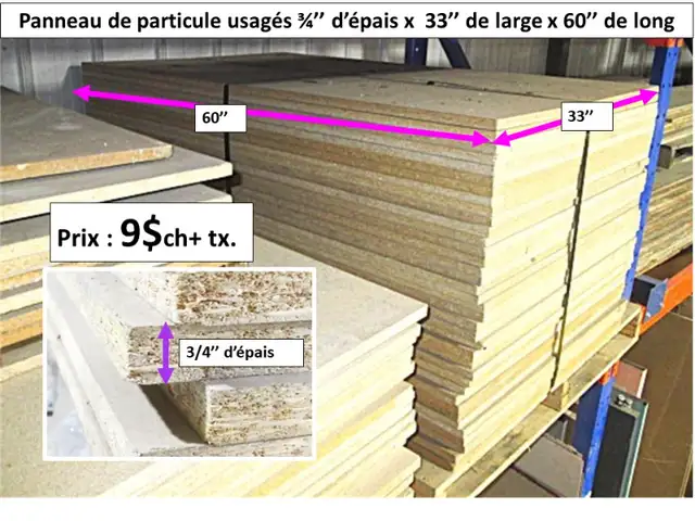 panneau de particule 3/4''épais x 33'' x 60'' et autres in Other in Thetford Mines - Image 2