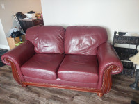 Red leather couch 