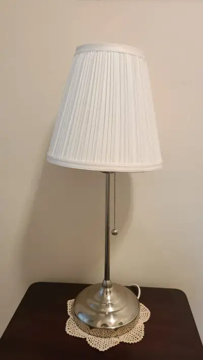22" CHROME TABLE LAMP & SHADE, View more