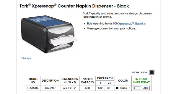 TORK COUNTER NAPKIN DISPENSER (BLACK). in Other Business & Industrial in City of Toronto