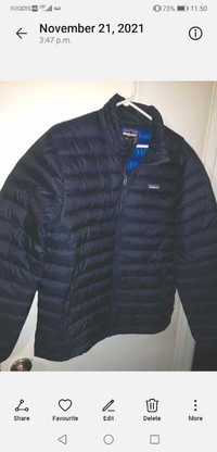 PATAGONIA DOWN NAVY BLUE JACKET MENS SIZE LARGE $245 FIRM