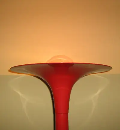1980s MCM Red Trumpet Danish Uplighter Floor Lamp, View more